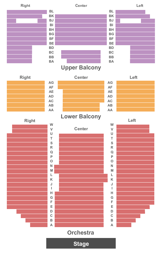 Reserved seating chart for Orpheum Theatre: orchestra, boxes, mezzanine, and balcony